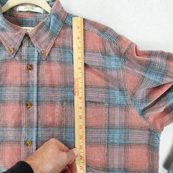 Orvis Shirt Mens XL Washed Red Blue Plaid Button Up Pocket Long Sleeve Cotton - Picture 4 of 9